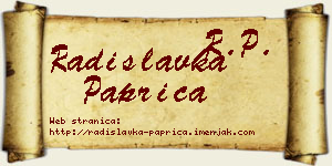 Radislavka Paprica vizit kartica